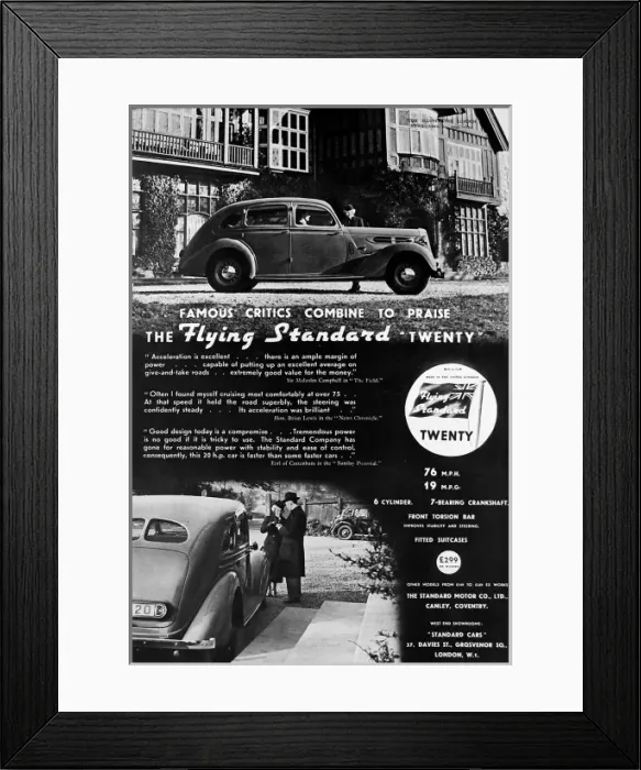 Framed Print : Advertisement for the Flying Standard Twenty car Framed Print : Advertisement for the Flying Standard Twenty car