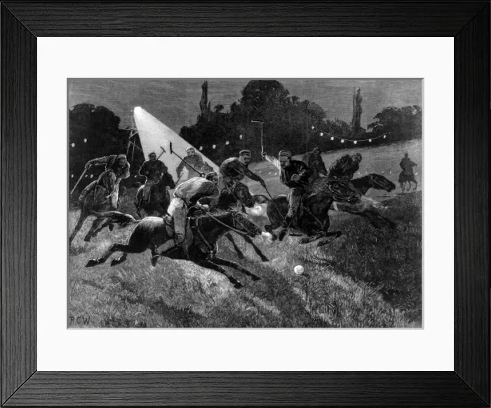 Framed Print : Polo match by electric light