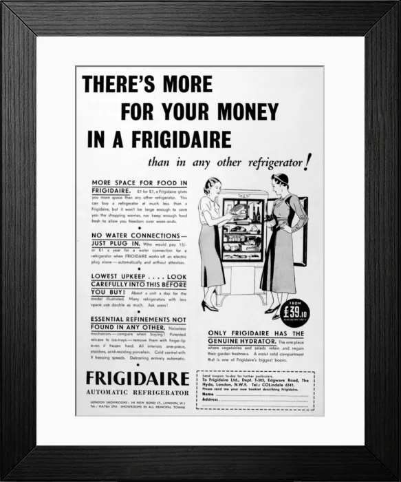 Framed Print : Frigidaire advertisement