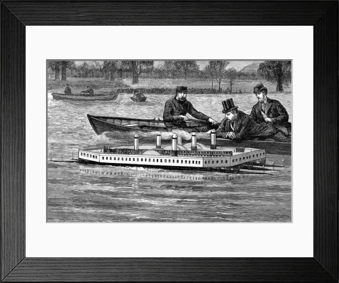 Framed Print : Trial of a Channel Ferry Model on the Serpentine, February 1 Framed Print : Trial of a Channel Ferry Model on the Serpentine, February 1