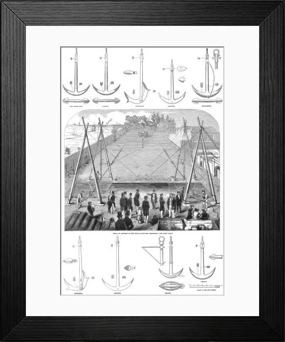 Framed Print : Trial of Anchors at the Royal Dockyard, Sheerness, July 1852 Framed Print : Trial of Anchors at the Royal Dockyard, Sheerness, July 1852