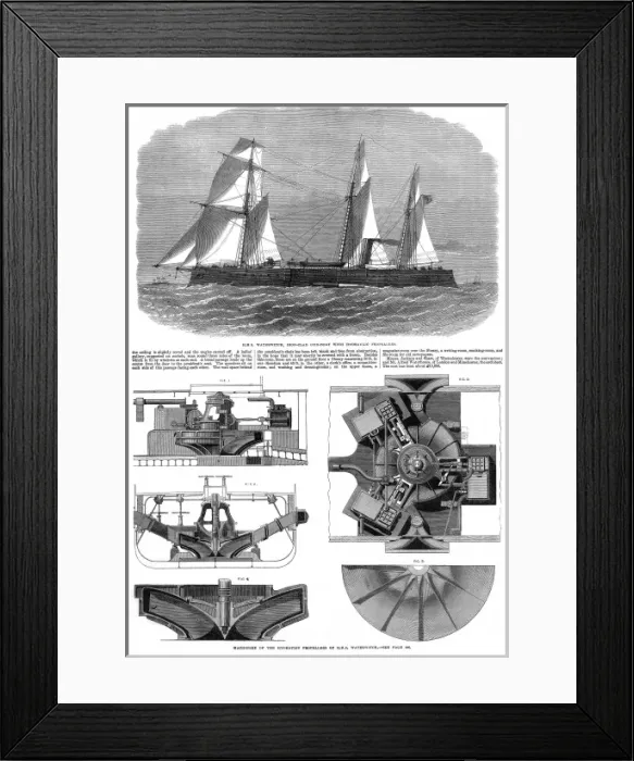 Framed Print : Hydraulic Propellors of HMS Waterwitch, November 1866 Framed Print : Hydraulic Propellors of HMS Waterwitch, November 1866