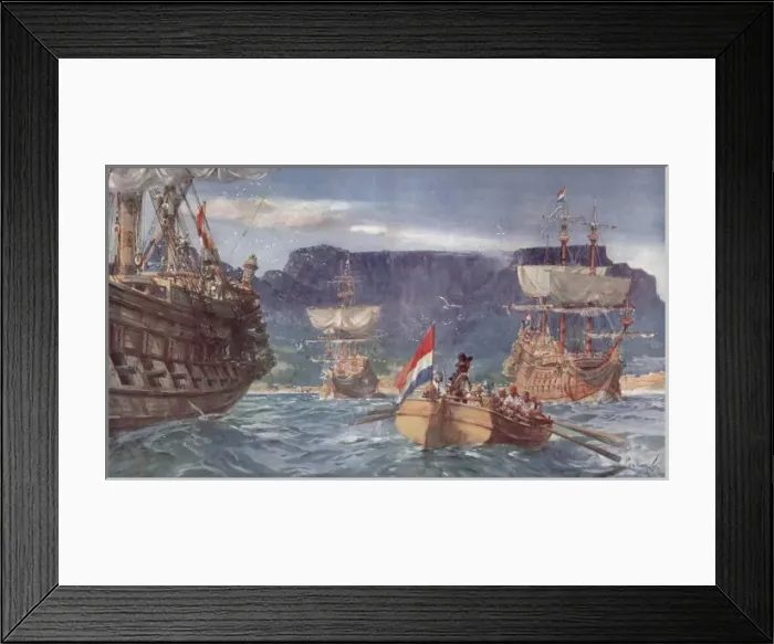 Framed Print : van Riebeek Landing at the Cape of Good Hope, 1652 Framed Print : van Riebeek Landing at the Cape of Good Hope, 1652
