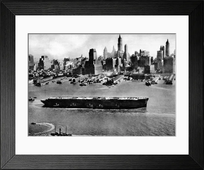 Framed Print : Salvaged Luxury Liner Normandie, New York Harbour, Novembe