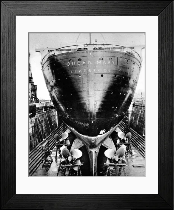 Framed Print : R. M. S. Queen Mary in dry dock, Southampton, April 1936 Framed Print : R. M. S. Queen Mary in dry dock, Southampton, April 1936