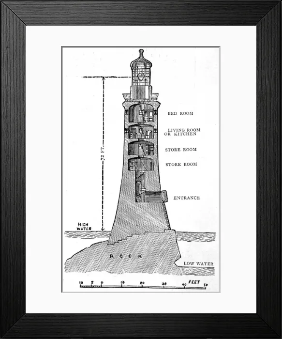 Framed Print : Eddystone Lighthouse cross-section, 1759 Framed Print : Eddystone Lighthouse cross-section, 1759