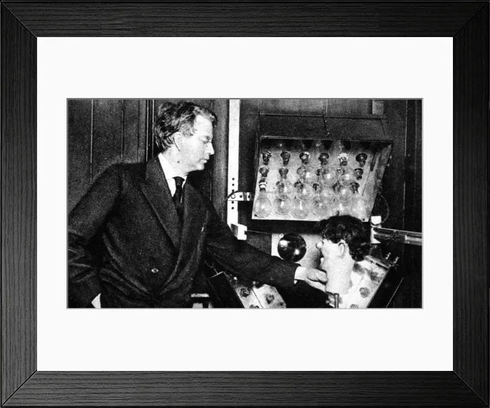 Framed Print : John Logie Baird, with ventriloquists dummy head Framed Print : John Logie Baird, with ventriloquists dummy head