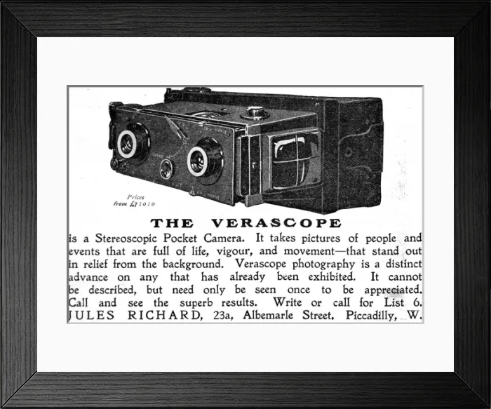 Framed Print : An advertisement for the Verascope Framed Print : An advertisement for the Verascope