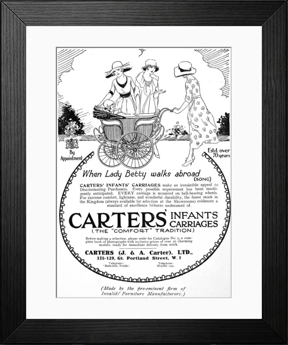 Framed Print : Carters infant carriages advertisement Framed Print : Carters infant carriages advertisement