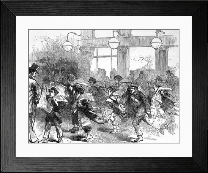 Framed Print : Newspaper boys with the latest on the Prince of Wales illne Framed Print : Newspaper boys with the latest on the Prince of Wales illne