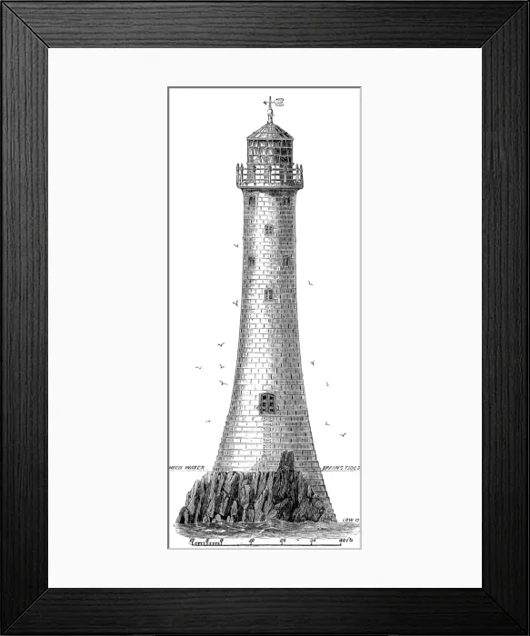 Framed Print : The Bishop Rock Lighthouse, Scilly Isles, 1858 Framed Print : The Bishop Rock Lighthouse, Scilly Isles, 1858