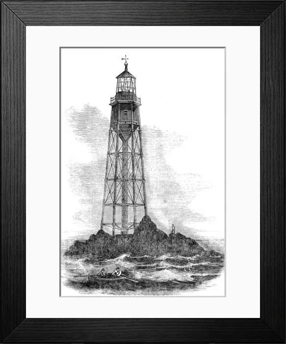 Framed Print : The Bishop Rock Lighthouse, Scilly Isles, 1849 Framed Print : The Bishop Rock Lighthouse, Scilly Isles, 1849