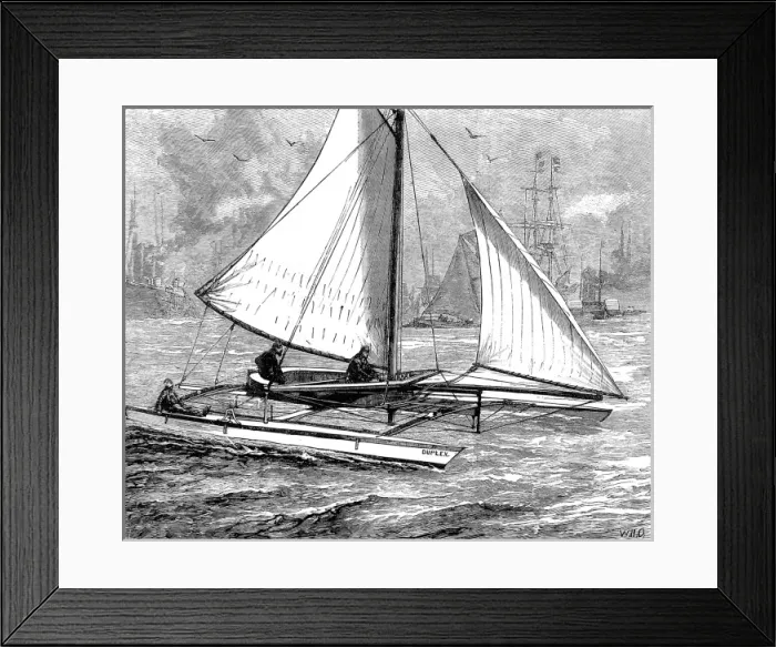 Framed Print : The Duplex Catamaran, 1880