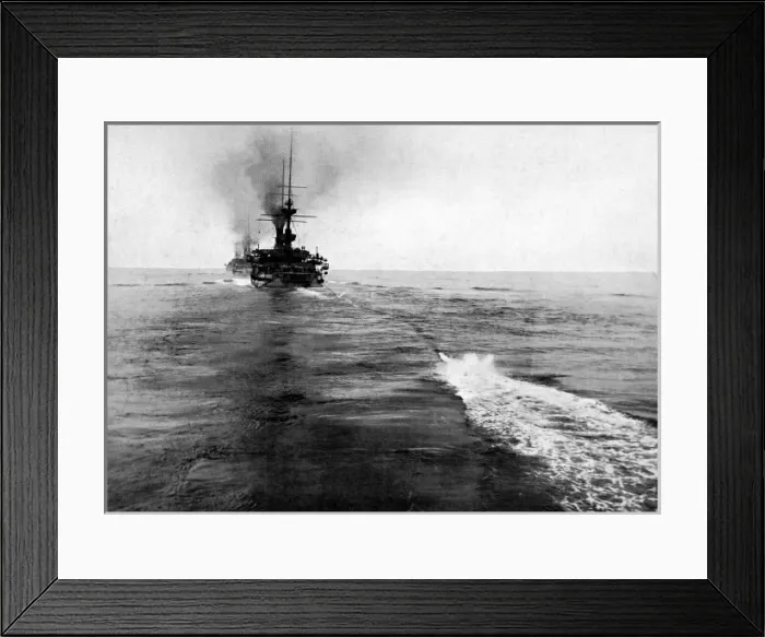 Framed Print : Warship trailing a Fog Buoy, 1912 Framed Print : Warship trailing a Fog Buoy, 1912