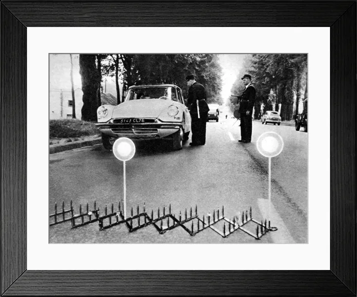 Framed Print : Police Road Block, France, 1958 Framed Print : Police Road Block, France, 1958