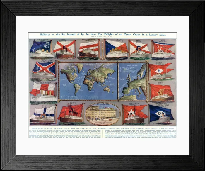 Framed Print : Flags and Ships of the Great Steamship Companies, 1932 Framed Print : Flags and Ships of the Great Steamship Companies, 1932