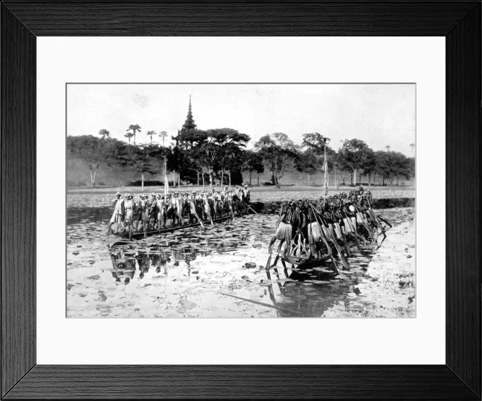 Framed Print : Large Burmese Canoes, 1910 Framed Print : Large Burmese Canoes, 1910