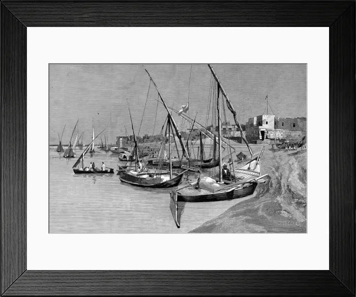 Framed Print : Lanteen-rigged Dhows, Luxor, Egypt, 1884 Framed Print : Lanteen-rigged Dhows, Luxor, Egypt, 1884