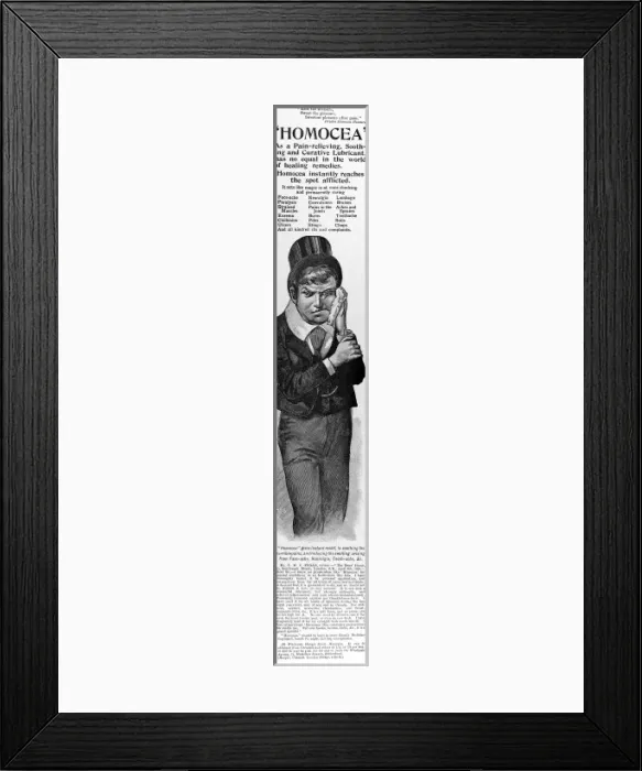Framed Print : Advertisement for Homocea Framed Print : Advertisement for Homocea