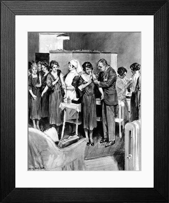 Framed Print : Queuing for vaccinations