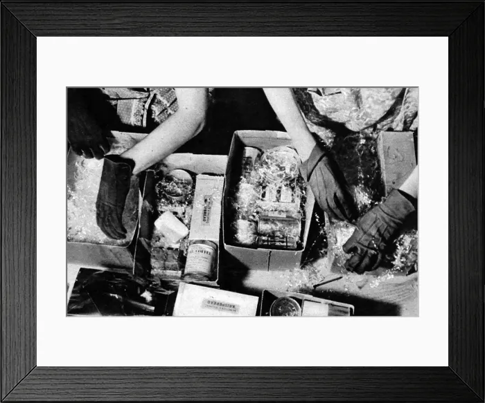 Framed Print : Preparing Red Cross food parcels Framed Print : Preparing Red Cross food parcels
