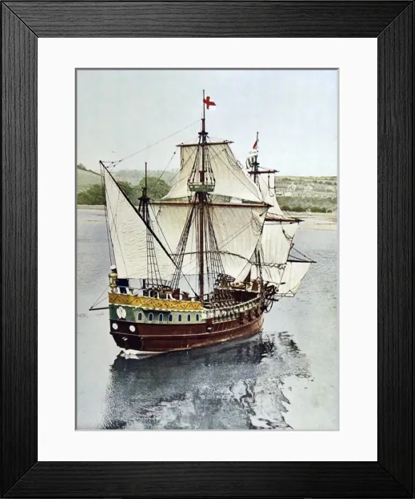 Framed Print : Half-Scale Replica of Drakes Golden Hind, 1935 Framed Print : Half-Scale Replica of Drakes Golden Hind, 1935