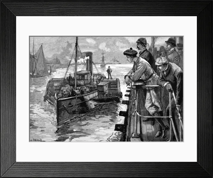Framed Print : A Paddle-steam tender approaches a Passenger ship, 1883 Framed Print : A Paddle-steam tender approaches a Passenger ship, 1883