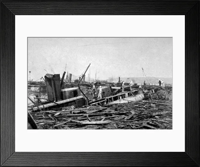 Framed Print : Wreck of the French Destroyer Fronde, Hong Kong, 1906 Framed Print : Wreck of the French Destroyer Fronde, Hong Kong, 1906