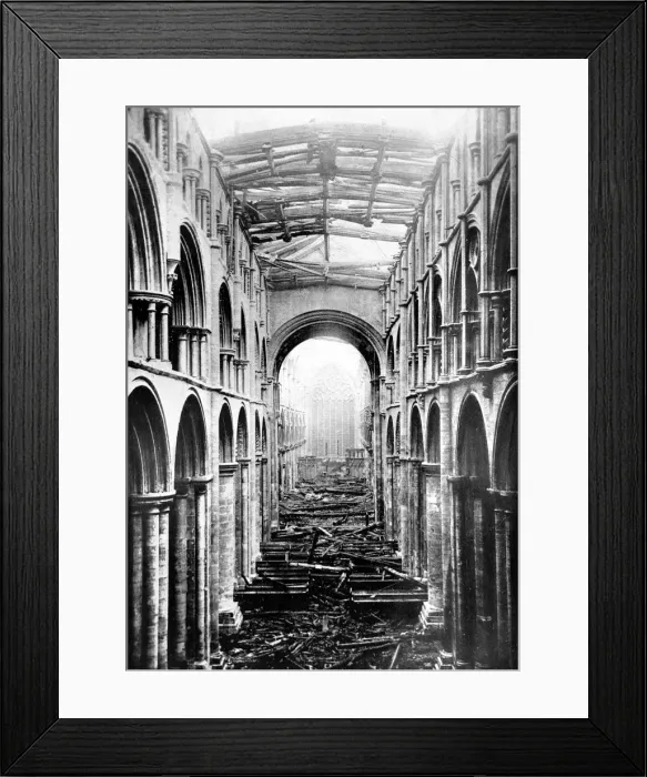 Framed Print : Selby Abbey, after the fire of October 1906 Framed Print : Selby Abbey, after the fire of October 1906