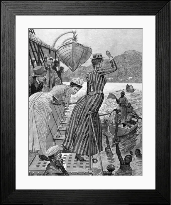 Framed Print : On board a passenger ship, Aden, 1891