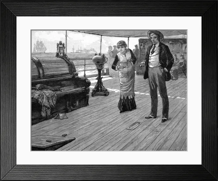 Framed Print : Playing deck games on a passenger ship, 1883 Framed Print : Playing deck games on a passenger ship, 1883