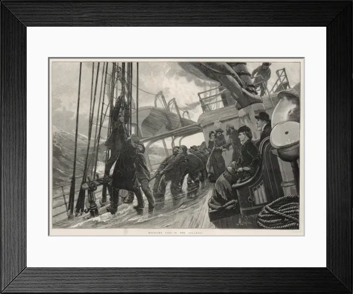 Framed Print : Hoisting Sail in the Atlantic, 1884
