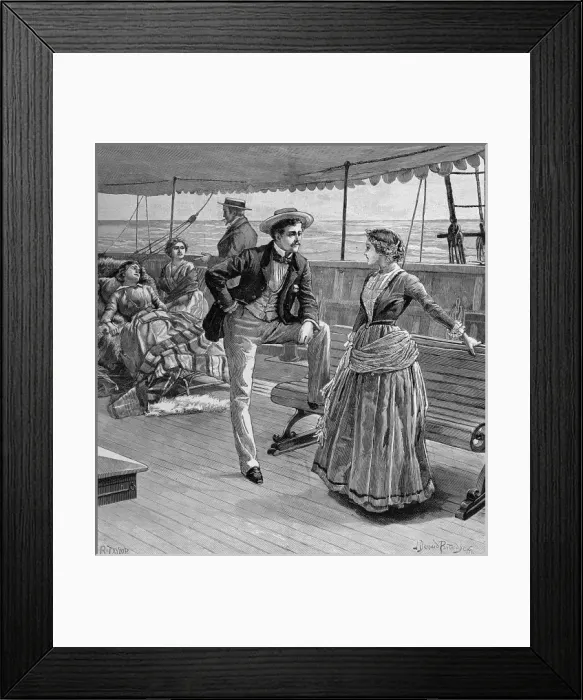 Framed Print : Passengers on the deck of a liner, 1887 Framed Print : Passengers on the deck of a liner, 1887