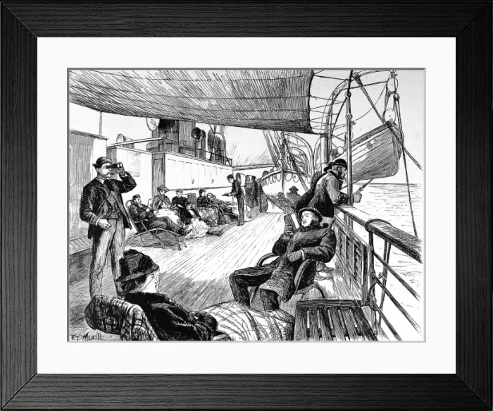 Framed Print : A Summers Day on a Trans-Atlantic Liner, 1884