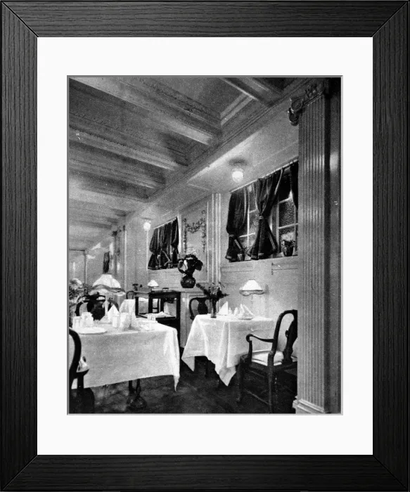 Framed Print : The First-Class Dining Saloon on R. M. S. P. Almanzora, 1920 Framed Print : The First-Class Dining Saloon on R. M. S. P. Almanzora, 1920