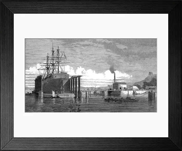 Framed Print : The Hydraulic Lift Graving Dock, Bombay, 1872 Framed Print : The Hydraulic Lift Graving Dock, Bombay, 1872