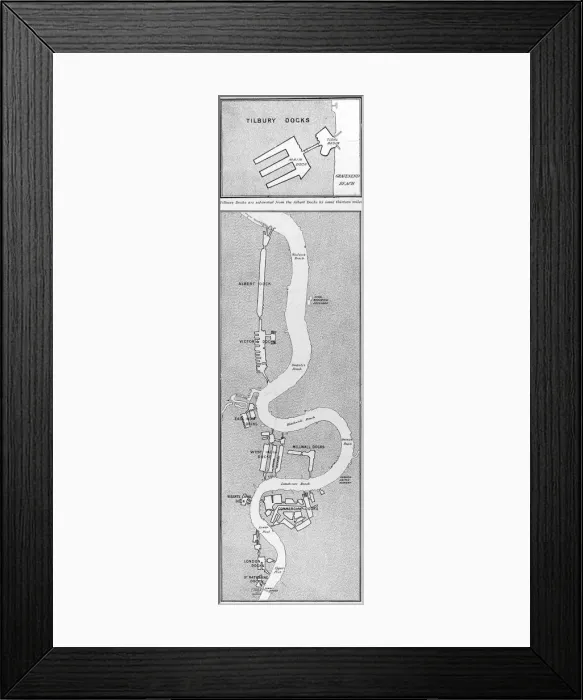Framed Print : Map of Londons Docks, 1908 Framed Print : Map of Londons Docks, 1908