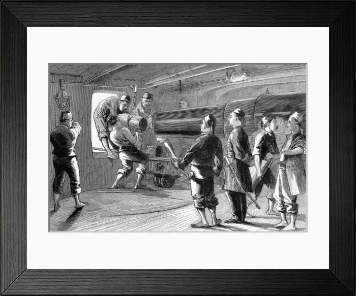 Framed Print : Gun-Drill on Board the Turkish Ironclad Messoudieh, 1876 Framed Print : Gun-Drill on Board the Turkish Ironclad Messoudieh, 1876