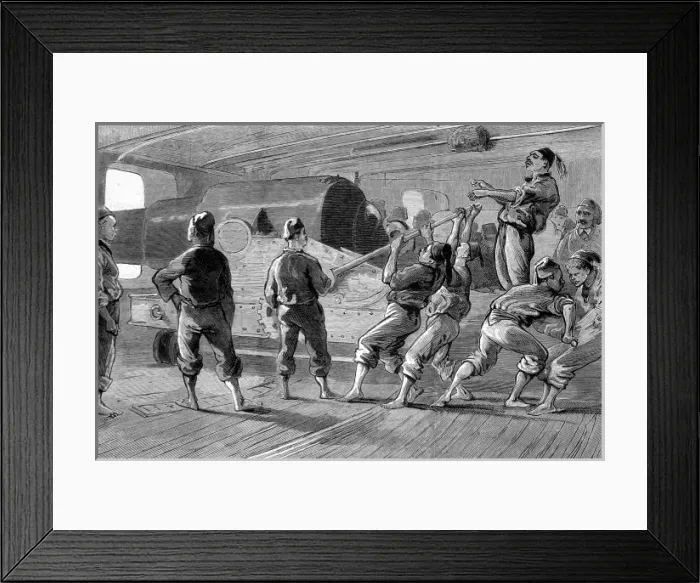 Framed Print : Gun-Drill on Board the Turkish Ironclad Messoudieh, 1876 Framed Print : Gun-Drill on Board the Turkish Ironclad Messoudieh, 1876