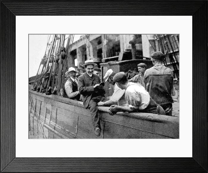 Framed Print : Seamans Mission Chaplain on a merchant ship, 1906 Framed Print : Seamans Mission Chaplain on a merchant ship, 1906