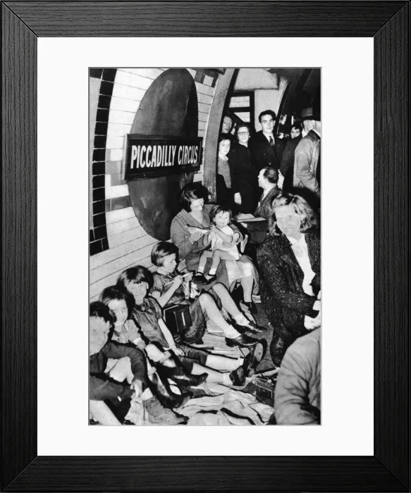 Framed Print : Taking cover in Piccadily underground Framed Print : Taking cover in Piccadily underground