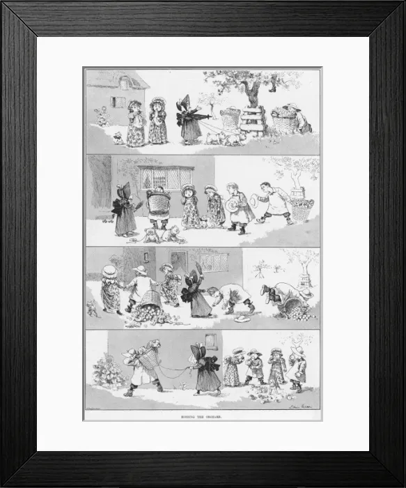 Framed Print : Robbing the Orchard by Louis Wain Framed Print : Robbing the Orchard by Louis Wain