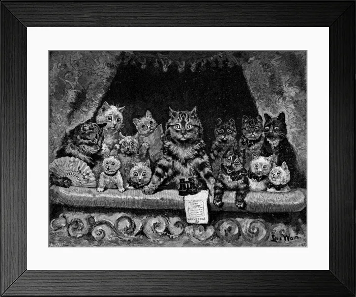 Framed Print : Puss at the Play - Tragedy and Comedy Framed Print : Puss at the Play - Tragedy and Comedy