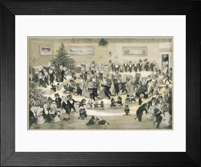 Framed Print : A Cats Christmas Dance by Louis Wain
