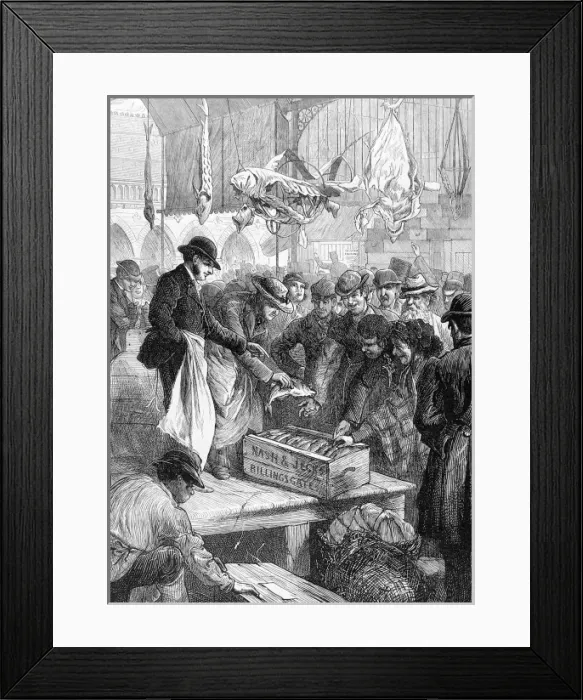 Framed Print : A Fish Auction in Columbia Market Framed Print : A Fish Auction in Columbia Market