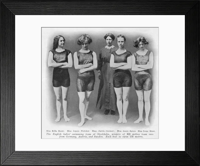 Framed Print : English ladies swimming team - Stockholm Olympics 1912 Framed Print : English ladies swimming team - Stockholm Olympics 1912