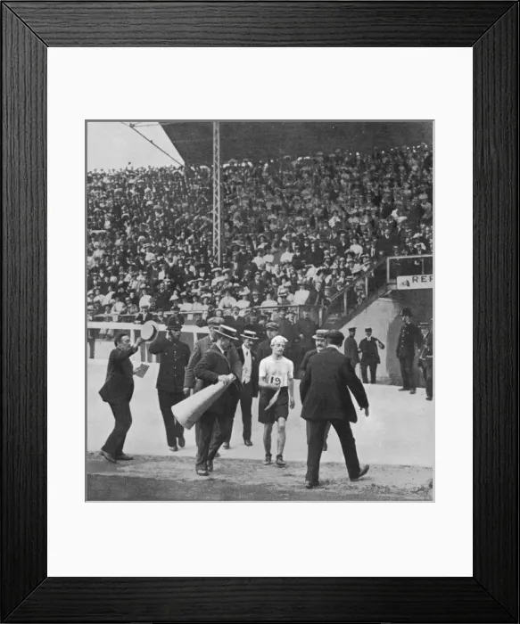 Framed Print : Tragedy of the Marathon Race... London Olympics 1908 Framed Print : Tragedy of the Marathon Race... London Olympics 1908