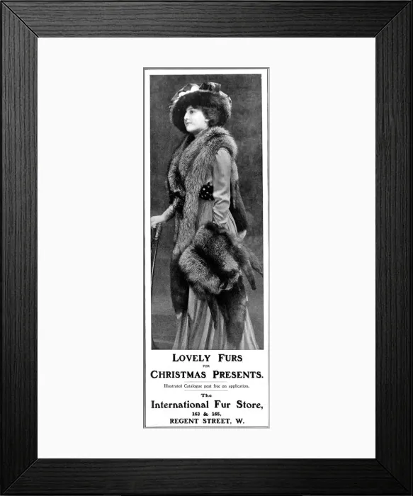 Framed Print : Advertisement for fur fashions, 1909