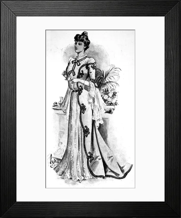 Framed Print : Ladies Tea-gown Fashion, 1899 Framed Print : Ladies Tea-gown Fashion, 1899