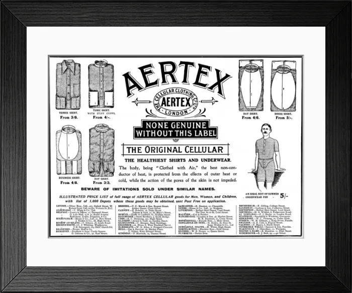 Framed Print : Aertex advertisement, 1906 Framed Print : Aertex advertisement, 1906